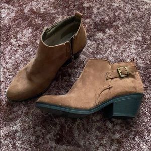 Brown suede booties